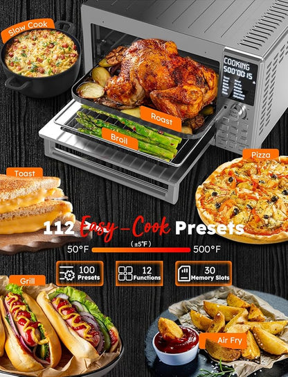 Nuwave Bravo XL Pro Air Fryer Toaster Oven with Grill Combo, 2026 New Ultra-Fast Convection System, 35% Crispier, 2X More Even, 142 Presets, 50-500F, Smarter Probe, PFAS Free, 30QT, Stainless Steel