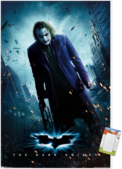 Trends International DC Comics Movie - The Dark Knight - The Joker - One Sheet Wall Poster, 22.375" x 34", Premium Poster & Mount Bundle