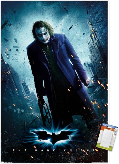 Trends International DC Comics Movie - The Dark Knight - The Joker - One Sheet Wall Poster, 14.725" x 22.375", Premium Poster & Mount Bundle