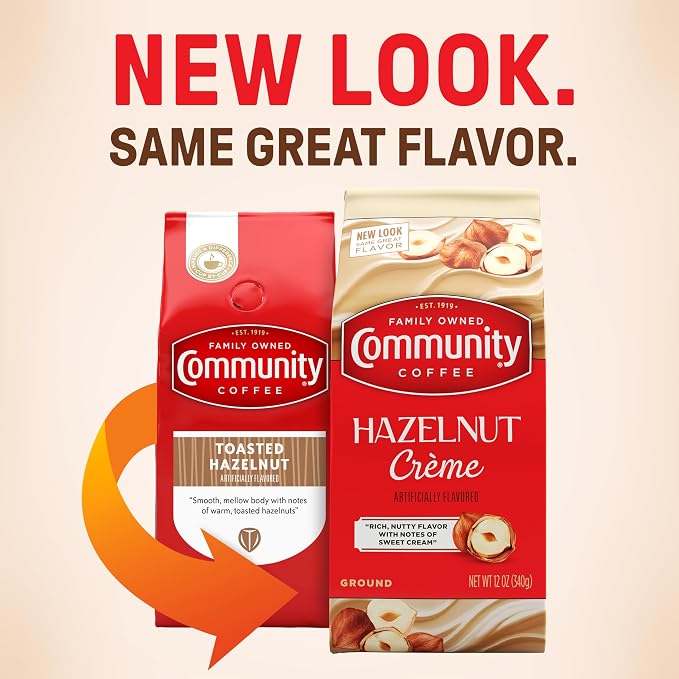 Community Coffee Hazelnut Creme Flavored 72 Ounces, Medium Roast Ground Coffee, 12 Ounce Bag (Pack of 6)