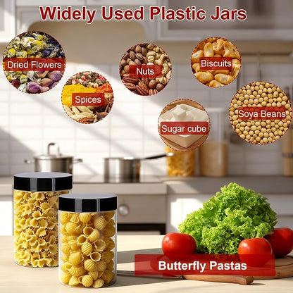 Plastic Jars with Lids,OBKJJ 51 PCS 10 OZ Large Capacity Clear Storage Containers with Leakproof Lids Reusable Empty Storage Container for Dry Food Spice Candy Cookie Household and Kitchen Organizing
