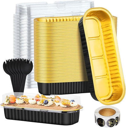 200Pack 6.8oz Mini Cake Pans with Lids Baking Cups Aluminum Foil Pans Tins, Individual Dessert Cups Containers for Sales,Party,Picnics