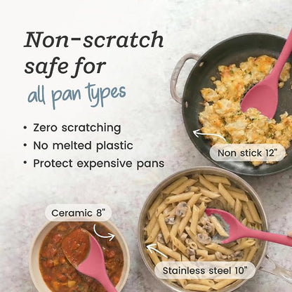 StarPack Silicone Spoonula The All-Rounder 11 Inch - LFGB Spoon Spatula, 600°F Heat Resistant, BPA-Free - One-Piece Seamless, Dishwasher Safe - for Nonstick Cookware, Earthy Pink