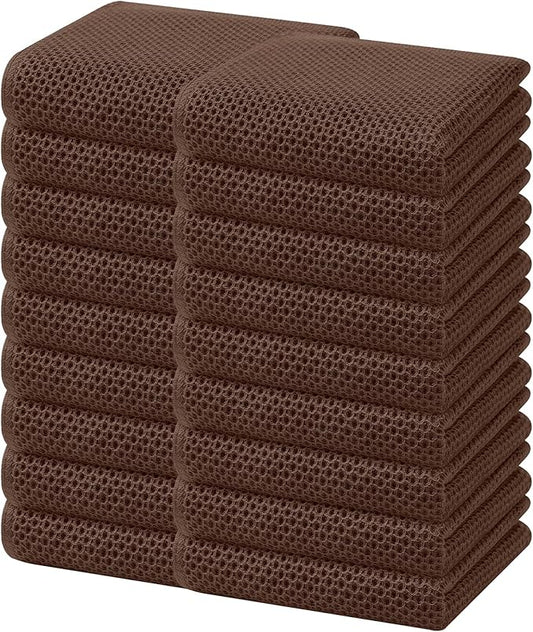 Homaxy 100% Cotton Waffle Weave Kitchen Dish Towels, Ultra Soft Absorbent Quick Drying Cleaning Towel, 13 x 28 Inches, 18-Pack, Coffee