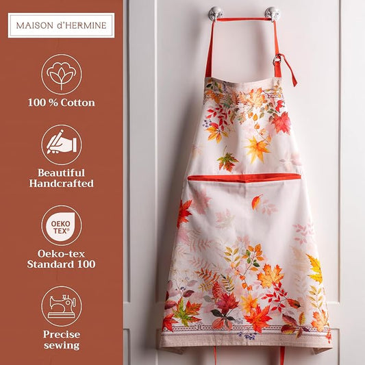Maison d' Hermine 100% Cotton Apron for women with Pocket Kitchen Chef Apron for Men Cooking Spring Summer