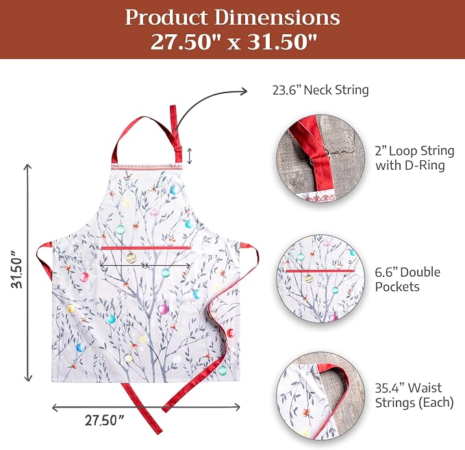 Maison d' Hermine 100% Cotton Apron for women with Pocket Kitchen Chef Apron for Men Cooking Spring Summer