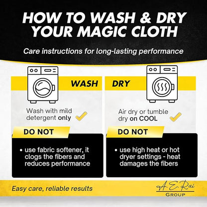 Microfiber Magic Streak Free Cleaning Cloth 6 Pack Clean Any Surface With Just Water Eco Friendly Environmentally Safe Perfect for Window, Mirror, Kitchen, Counters, Appliances, Car, Cycle, TV Screen