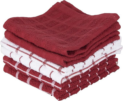 Ritz Premium 3-Pack Kitchen Towel & 6-Pack Dish Cloth Set - Highly Absorbent, Super Soft, Long-Lasting, 100% Cotton Terry Drying Cleaning Cloths, Paprika