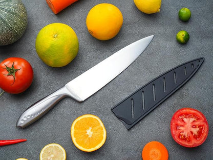 WELLSTAR Chef Knife with Sheath, Sharp Kitchen Knife 8 inch Cooking Knives with German HC Steel - Silver