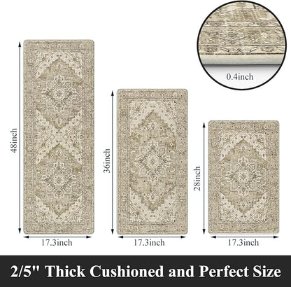 Cushioned Kitchen Rug Sets 3 Piece Anti Fatigue Mats for Floor Non Slip Waterproof Comfort Standing Mat Runner for Home Office, Sink, Laundry