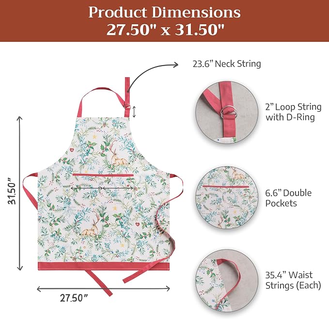 Maison d' Hermine 100% Cotton Apron for women with Pocket Kitchen Chef Apron for Men Cooking Spring Summer