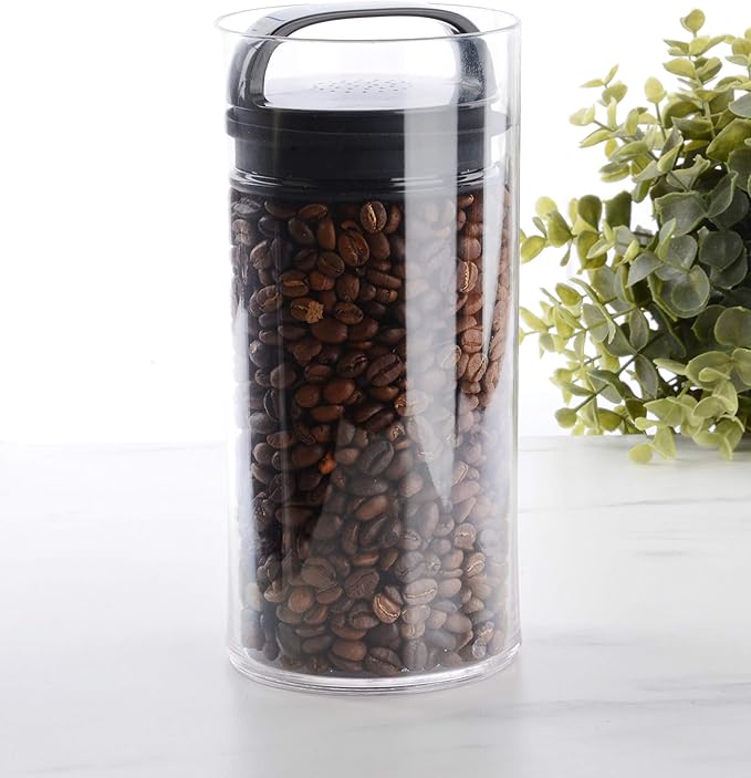 Prepara Evak Fresh Saver Airtight Plastic Container,Small/Tall (8” x 3.75”, 4.2 Cups), BPA-Free Food Storage Canister Vacuum Sealed Lid Handle, Odor Resistant, Ideal for Coffee Beans & Dry Goods