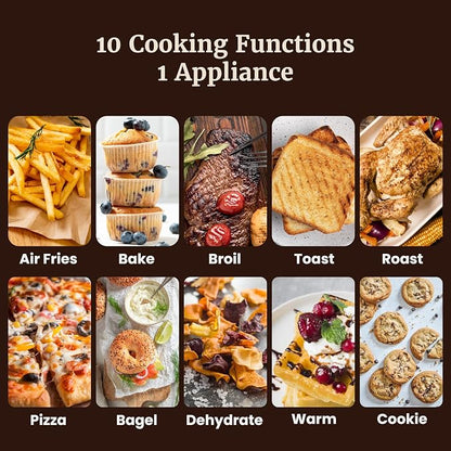 Elite Gourmet EAF9320 23L Air Fryer Toaster Oven, 10-in-1 Digital Convection Countertop Oven, Dual Fan Speeds, Air Fry, Bake, Broil, Toast, Dehydrate, 1600W w/Air Fry Rack, Bake Rack & Pan, Black