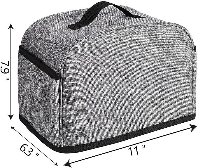 2 Slice Toaster Cover with Two Pockets for Storing knife,Grey