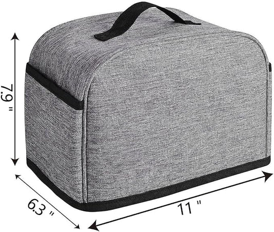 2 Slice Toaster Cover with Two Pockets for Storing knife,Grey