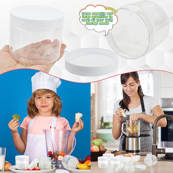 30 Pcs 10 oz Plastic Jars with Lids Clear Food Storage Containers Empty Cosmetics Containers Craft Storage Favor Jars for Kitchen Storage Spices Dry Food Body Butter Making