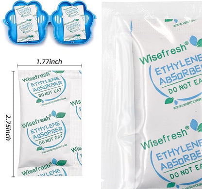 WiseFresh 90 Packs 5 Gram Ethylene Gas Absorber Packet, Vegetable & Fruit Fresh Produce Protector, Food Freshness Extender, Fresh Fruit Preserver, Vegetable Saver