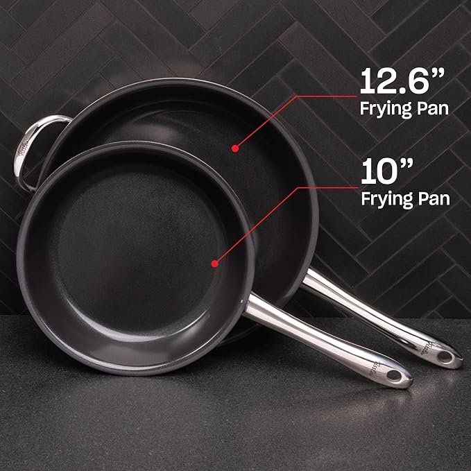 Fissler M5 Pro-Ply Stainless Steel Frying Pan, 12.6 Inch | 5-Ply, Ceramic Non-Stick, Made Without Added PFAS/PTFE, Made in Germany, Induction Compatible