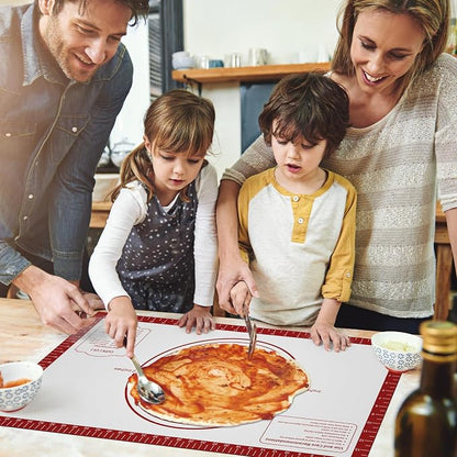 Silicone Baking Pastry Mat, Non Stick Dough Rolling Sheet with Measurement, Nonslip Kitchen Counter Mat, Oven Liner Mat Fondant Dough Kneading Mat for Making Cookies Macarons Bread Pizza