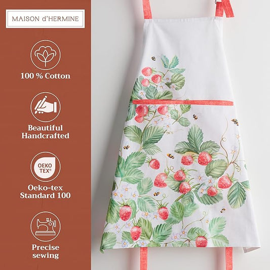 Maison d' Hermine 100% Cotton Apron for women with Pocket Kitchen Chef Apron for Men Cooking Spring Summer