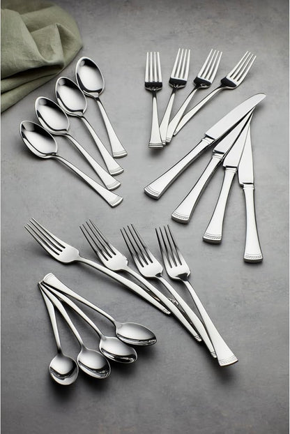 Lenox Portola Flatware Collection, 18/10 Stainless Steel Flatware & Silverware, Dinner Spoon Set, 4-Piece