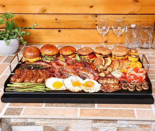 Nonstick Cast Iron Griddle for Gas Grill Nanoceramic Stove Top Griddle for Gas Stove 25" x 16" Flat Top Plate Cooking Skillet Pan Teppanyaki for Camping Outdoor Tailgating Plancha Para Cocinar