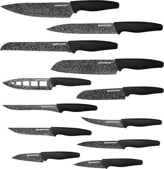 Granitestone Nutriblade 12-Piece Santoku Knives, High Grade Professional Chef Kitchen Knives with Easy-Grip Handles, Stainless Steel Rust-proof blades – Dishwasher-safe As Seen On TV
