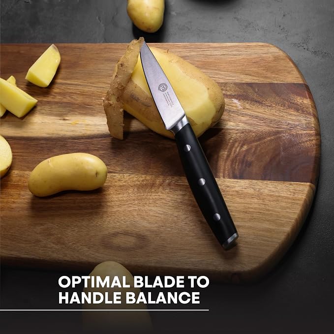 MasterChef Paring Knife 8" with High Carbon Stainless Steel Blade and Triple Riveted Handles, Professional Quality Kitchen Knife for Precision Cooking at Home, Perfectly Balanced, Razor Sharp