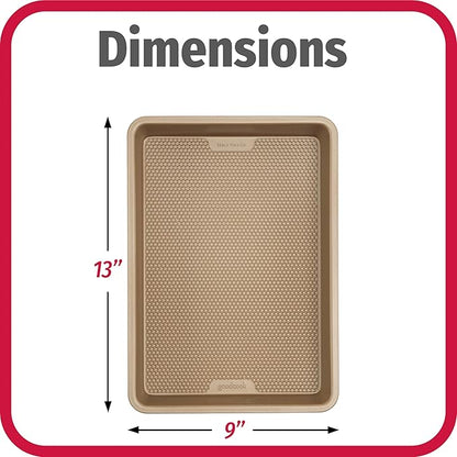 GoodCook BestBake Nonstick Bronze 9" x 13" Oblong Baking Pan, Textured Carbon Steel, Scratch-Resistant, Non-Toxic Cake Pan, 13x9 Bakeware, Durable Oven Pan for Even Heating and Easy Cleanup