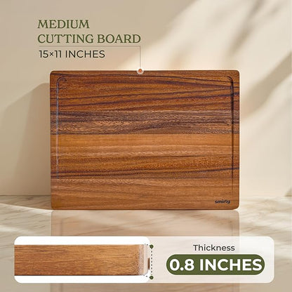 SMIRLY Walnut Wood Cutting Board for Kitchen - Wood Cutting Board for Meal Prep, Serving, Charcuterie - Kitchen Gadgets, House Warming Gift - Small Wooden Chopping Board Non Toxic - 1 Pack