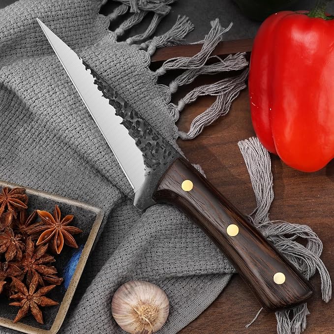 3PCS Professional Chef Knife Set - German Stainless Steel Ultra Sharp Kitchen Knives with Ergonomic Wood Handles | Complete Cooking Knife Set Includes Chef & Santoku Knives