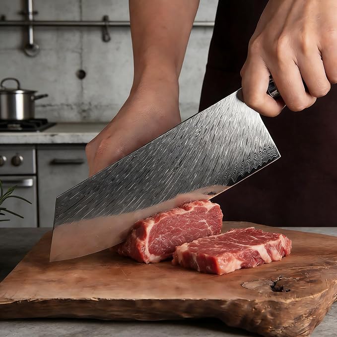 9 PCS Damascus Kitchen Knife Set - 67-Layer High-Carbon Damascus Steel, Pro Chef/Slicing/Utility/Paring Knives & Sharp Cleaver, Ergonomic Rosewood Handles, Ideal for Home/Pro Cooks (Black 9J)