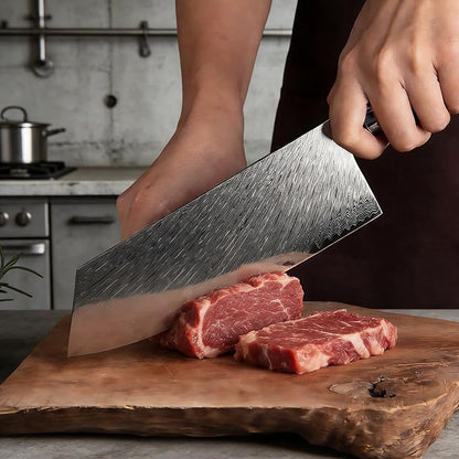 9 PCS Damascus Kitchen Knife Set - 67-Layer High-Carbon Damascus Steel, Pro Chef/Slicing/Utility/Paring Knives & Sharp Cleaver, Ergonomic Rosewood Handles, Ideal for Home/Pro Cooks (Black 9J)