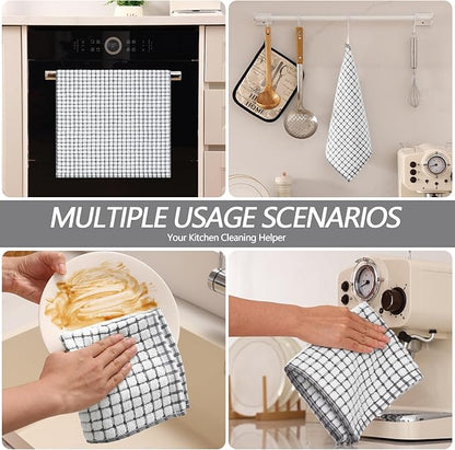 Homaxy Kitchen Towels and Dishcloths Set, 16 x 25 and 12 x 12 Inches, Set of 16 Cotton Terry Kitchen Dish Towels, Super Soft and Absorbent Dish Cloths, Grey
