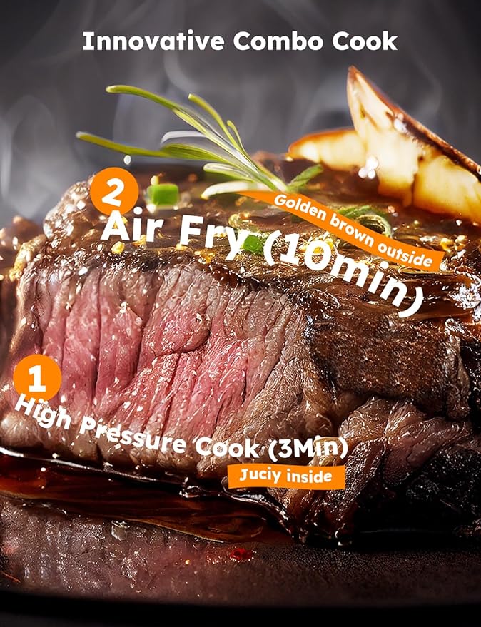 Nuwave Duet Air Fryer, Electric Pressure Cooker & Grill Combo, 540 IN 1 Multicooker with 3 Removable Lids, Slow Cook, Sautés, Dehydrator, 18/10 SS Pot, Sure-Lock Safety Tech & 13 Deluxe Accessories