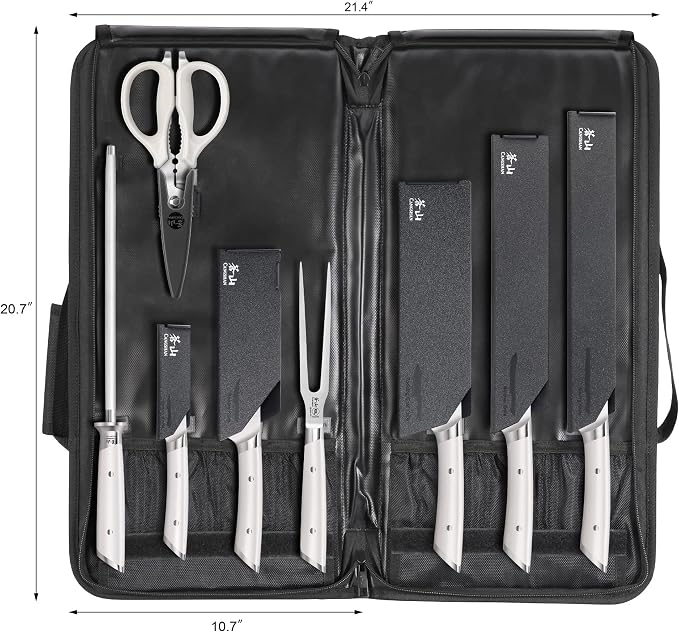 Cangshan HELENA Series German Steel Forged BBQ Knife Set (White, 9-Piece Bag Set)
