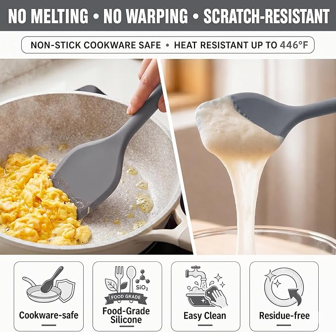 Kitchen Utensils Set,9 PCS Silicone Cooking Utensils Set Spatula Set,Non Toxic Cooking Utensils,Tongs,Spoon,Whisk,Brush,BPA Free Kitchen Gadgets for Non-Stick Cookware,Home Essential(Gray-9P)