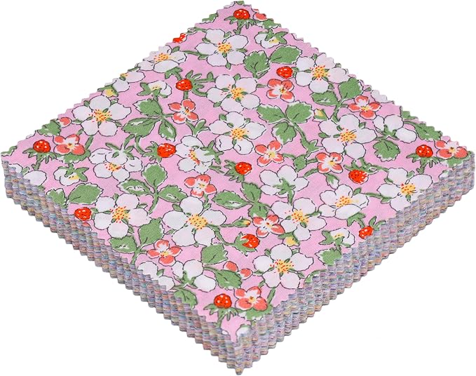 Nodsaw Charm Packs for Quilting 5 inch - 42 5" Charm Squares for Quilting - Colorful Bright Pastel Spring Floral Print Cotton Fabric Quilt Squares 5x5 for Sewing, Patchwork, and DIY Crafts