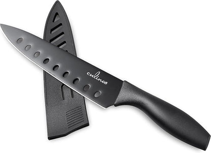 Culina® 8-Inch Nonstick Carbon Steel Sushi Knife with Sheath, Black