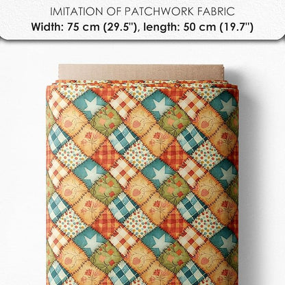 Patchwork Tree Cotton Fabric Panel – Six 10×10 inch Designs + Bonus 29.5×19.6 inch Patchwork Sheet, 100% Turkish Cotton 140 GSM