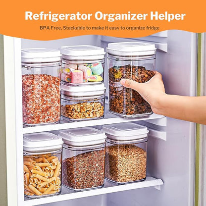 UFORU Pop Top Food Storage Container Set | 8Pcs Airtight Cereal Storage Organizer Canisters with Pop Lids, BPA-Free, Vacuum Seal & One-button Opening, Stackable Pantry Containers for Dry Food Storage