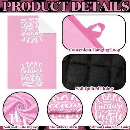 Sratte 6 Pcs Kitchen Decor Accessories Set Farmhouse Towels Pot Holders Oven Mitts Set 2 Dish Towels 2 Potholders 2 Cooking Mittens Oven Glove for Baking Cooking(Light Pink,Kitchen)