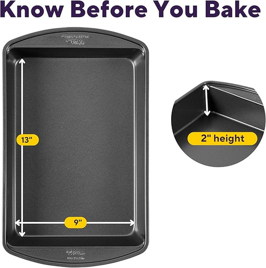 Wilton Gold Non-Stick 13 x 9 Inch Oblong Baking or Roasting Pan, Cold-Rolled Steel Bakeware, Made without PFAS, Packaging May Vary