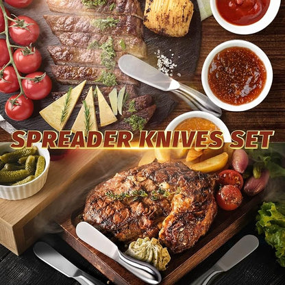 Premium Stainless Steel Cheese Tool Set - 6 Piece Cheese Knife Set - Cut, Spread All Your Favorite Cheeses (6 Silver Round Cheese Knife)