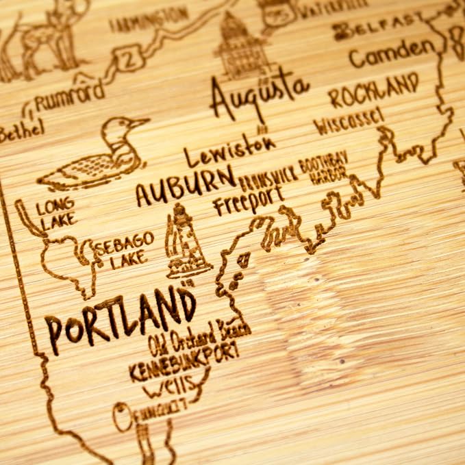 Totally Bamboo A Slice of Life Maine State Serving and Cutting Board, 11" x 8.75"