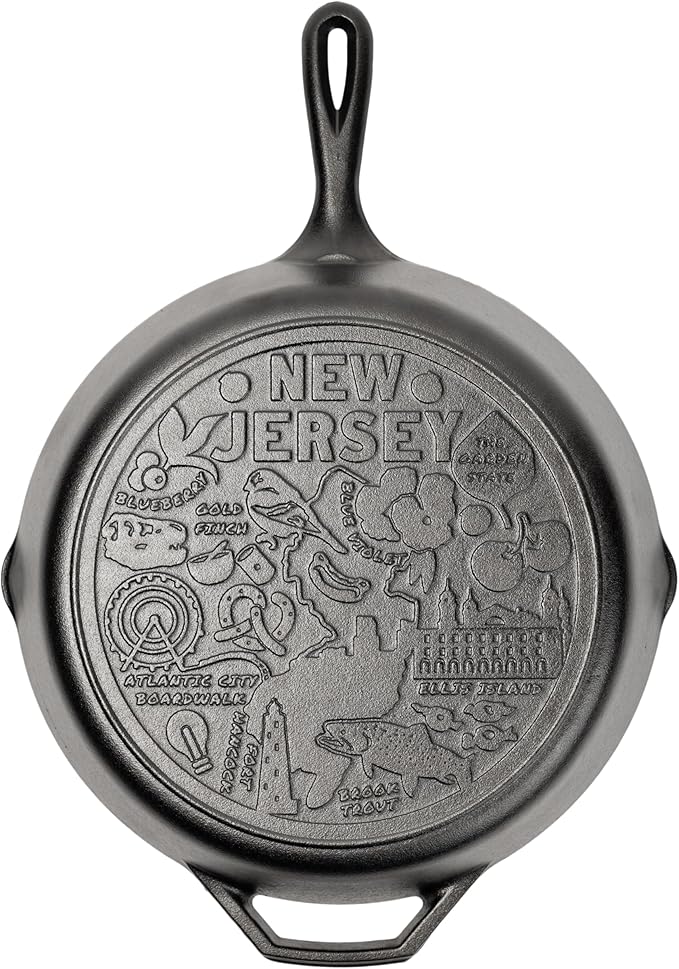 Lodge 12 Inch Cast Iron Skillet – Pre-Seasoned Frying Pan with Teardrop Handle – Oven, Stovetop, Grill & Campfire Use – Made in USA – Non-Toxic, Even-Heating Cookware – New Jersey