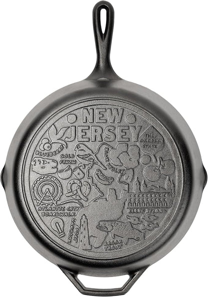Lodge 12 Inch Cast Iron Skillet – Pre-Seasoned Frying Pan with Teardrop Handle – Oven, Stovetop, Grill & Campfire Use – Made in USA – Non-Toxic, Even-Heating Cookware – New Jersey