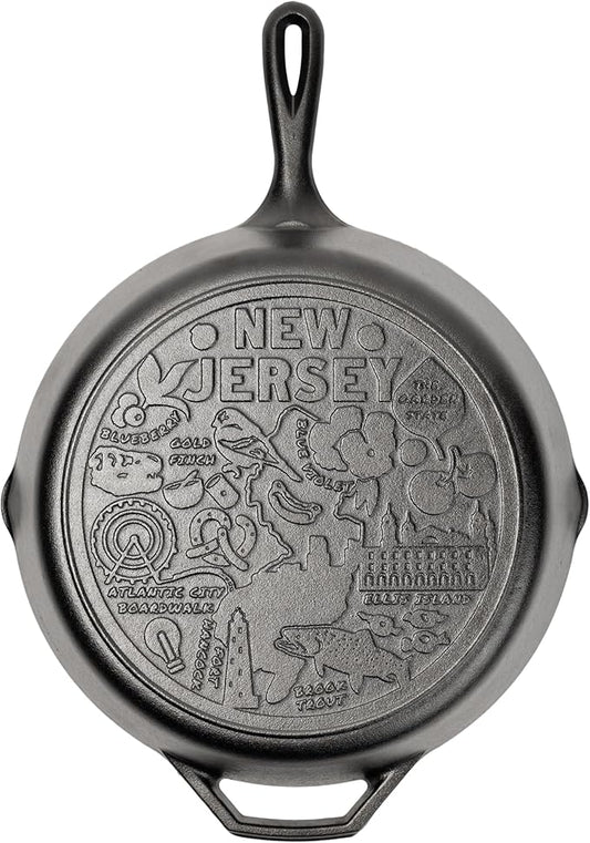 Lodge 12 Inch Cast Iron Skillet – Pre-Seasoned Frying Pan with Teardrop Handle – Oven, Stovetop, Grill & Campfire Use – Made in USA – Non-Toxic, Even-Heating Cookware – New Jersey