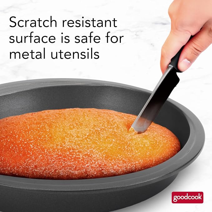 GoodCook Everyday Nonstick Steel Round Cake Pan, 9-Inch, Gray