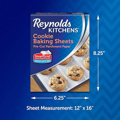 Reynolds Kitchens Cookie Baking Sheets, Pre-Cut Parchment Paper, 25 Count (Pack of 24)